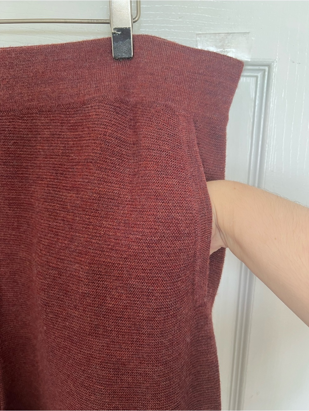 The Reset R Label 100% Wool Essential Knit Pants Wide Leg Burgundy Red Sz XL NWT - Picture 5 of 11